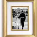 Yaetm 8x10 Gold Picture Frame with Decorative Inner Frame & Tempered Glass, Display 5x7 Photos with Mat - Portrait or Landscape - Tabletop & Wall Mount for Office & Home Dcor (Gold, Single)