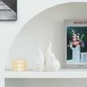 Ceramic Elephant Figurines with Trunk Up,Ring Holder,Elephant Statue African Home Decor,A Pair of Small Lucky Sculpture,Ideal for Gifts Women,Valentine Decor and Christmas (White)