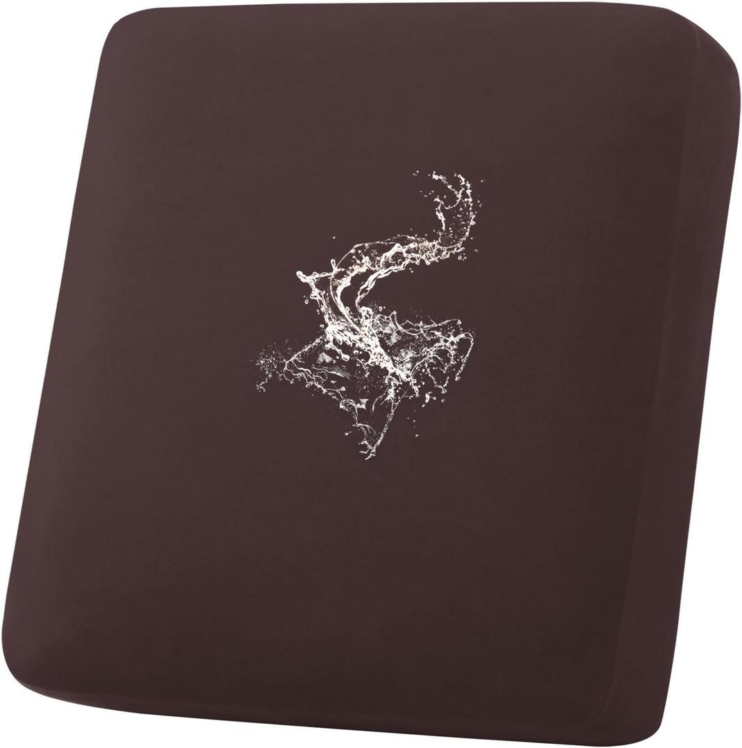 hyha Waterproof Couch Cushion Covers, Stretch Sofa Couch Seat Slipcover for Dog Washable, Non-Slip Waterproof Outdoor Cushion Covers for Patio Furniture Replacement (1 Piece for Small, Chocolate)