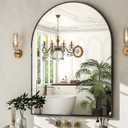 HARRITPURE Arched Wall Mirror  30"x40" Arch Bathroom Mirror Metal Frame Vanity Mirror for Bedroom, Entryway Dresser Decor, Black