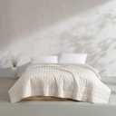 Calvin Klein - King Quilt Set, Cotton Percale Weave Bedding with Matching Shams, Crisp & Cool, Oeko-Tex Certified (Washed Percale Light Beige)