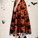 Halloween Tulle Skirt Women Pumpkin Elastic Waist Layered Mesh Midi Halloween Witch Skirt, L-XL Size