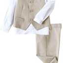 YuanLu Boys Suit Dress Clothes Ring Bearer Outfit Homecoming Dresses Boy Vest and Pants Set for Kids Wedding Tuxedo Suits (14 Years, Light Champagne)