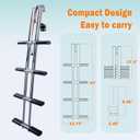 4 Step Boat Ladder, Stainless Steel Dive Boarding Ladders for Bass Fishing Boats, Heavy-Duty with Non-Slip Treads