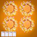 Twinkle Lights Battery Operated, 4 Packs Total 40FT 480LED Garland Lights Indoor, Battery Operated Fairy Lights for DIY Wreath Home Bedroom Christmas Decorations, Firecracker Starry Light, Timer (Warm & Cool White - 4pc)