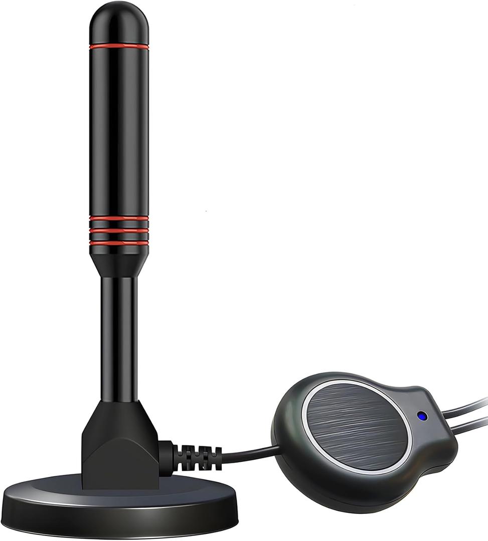 TV Antenna with Magnetic Base - 4K HD Digital Indoor TV Antenna - Amplified HDTV Antenna 360 Long Reception Range with Signal Booster - TV Aerial Support All Types TV, Small