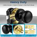 Passage Door Knobs, 6 Pack Matte Black Door Knobs, Hallway Closet Non-Locking Interior Doorknobs, Round Door Handles Keyless Reversible for Left/Right Handed Doors
