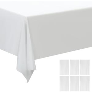 2 x 6 Pack Premium Disposable Plastic Tablecloth 54 X108 Inch Rectangle Solider Color Heavy Duty Table Cover for Dining Tables, Parties and Holidays Decorative (White)