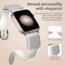 Bestsure Leather Bands for Apple Watch Bands 49 46 45 44 42 mm Women Men, Slim Dressy Fancy Designe Metal Ring Loops for iWatch Ultra SE Series 11 10 9 8 7 6 5 4 3 2 1, white