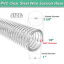 1"id-10ft PVC Reinforced Tubing Steel Wire Suction Flexible Hose Vinyl Tubing Heavy Duty PVC Vacuum Hose Drain Fuel Oil Gas Water for Marine Bilge Pump Pond Spa