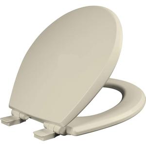 Mayfair Cassel Slow Close Toilet Seat, Easy Clean, Non Slip Premium Wood Seat, Easy Install, Made in USA, Round, Bone