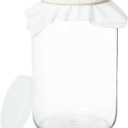 kitchentoolz 1 Gallon Glass Wide Mouth Kombucha Brewing Mason Jar - Home Brewing and Fermenting Kit with Cotton Cloth Filter, Rubber Band and Plastic Lid (1 Jar)