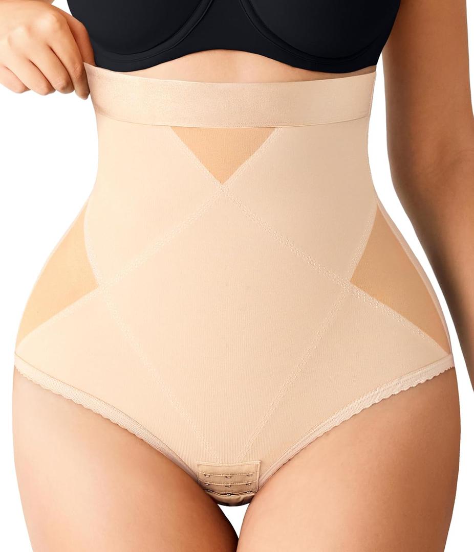 Nebility Tummy Control Shapewear Panties for Women - High-Waist Postpartum Shapewear Brief Body Shaper Girdle Butt Lift Beige