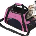 JMOON Cat Carrier Soft-Sided Airline Approved Pet Carrier Bag,Pet Travel Carrier for Cats,Dogs Puppy Comfort Portable Foldable Pet Bag (Medium, Pink) (18.5"L x 9"W x 13.5"H)