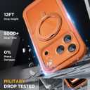 Miracase for iPhone 17 Pro Max Case with 360° Magnetic Ring Stand [Compatible with Magsafe] Full-Body Drop Proof Bumper Phone Case with Built-in 10H Tempered Glass Screen Protector,Orange