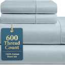 LANE LINEN 100% Cotton Sheets Full Size - Premium Sateen Weave for a Silky Finish - Hotel Collection Sheet Set - Snugly Fits Matresses Upto 15 '' Deep - Oeko TEX Certified Set - French Blue