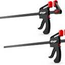 Bar Clamps for Woodworking, One-Handed Clamp/Spreader, 24-Inch Wood Clamps Set, Light-Duty Quick-Change F Clamp with 130 lbs Load Limit, 2-Pack
