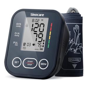 Sinocare Blood Pressure Monitor, Upper Arm Blood Pressure Monitors for Home Use, Adjustable Arm Cuff 8.6"-16.5", One-Button Operation, Dual User, Accurate & Practical (Black), Large