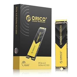 ORICO 512GB NVMe SSD PCIe 4.0 Up to 7000MB/s, M.2 SSD 2280 PCIe 4.0X4 Internal Solid State Drive, Fast Heat Dissipation, Compatible with macOS Windows for Gamers and CreatorsO7000 (512GB)