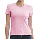 Cotton Short Sleeve T Shirts for Women Slim Fitted Basic Tees Cropped Tshirts Casual Plain Tight Petite Summer Tops, Size M