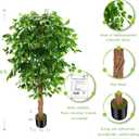 OXLLXO 6ft Artificial Ficus Silk Tree (72in) with Plastic Nursery Pot Faux Tree, Fake Plant for Office House Farmhouse Living Room Home Decor (Indoor/Outdoor)