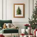 WHASAYART Gold Framed Vintage Wall Art Christmas Tree Print for Living Room Christmas Pictures Botanical Pine Tree Painting Shelf Decor Winter Cottagecore Room Aesthetic Xmas Holiday Decorations Gift