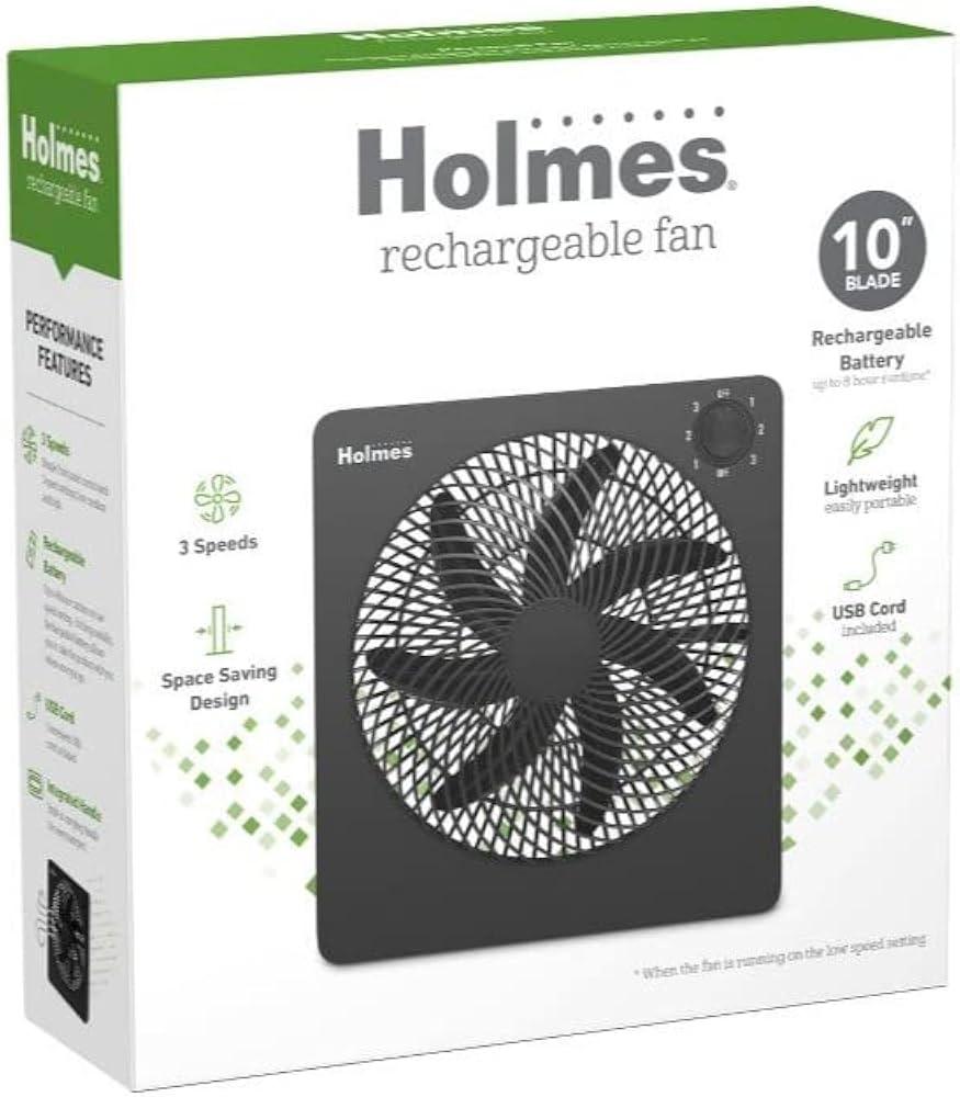 Holmes Battery & AC Powered Fan 10" Blade 78hrs on Battery with Head Tilt