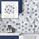 The Tiles Plaza 10-Sheet Peel and Stick Backsplash, Blue Cement Hexagon Stone Composite Marble Looks Self Adhesive Wall Tile, Stick On Tiles for Kitchen Bathroom Shower, Cover 9 Sq Ft.