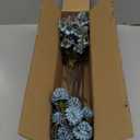 HyeFlora Fake Kiku Flowers, Faux Silk Pompon Mums Artificial Flowers, Chrysanthemum Stems Floral Arrangement Dried Flowers Vintage Decorative Indoor Home Decor Blue with Wax (Vase not Included)