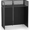 YooKoo Foldable DJ Booth for Tool-Free Assembly, DJ Table with White & Black Scrims, Metal Frame DJ Facade, DJ Stand with Cable Hole and Carry Bag, for Parties & Events & Small Studios, 46.5 inches x 21.25 inches x 42.5 inches