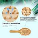 MoyRetty Bamboo Hair Brush Comb Set - Natural Wooden Hairbrush Paddle Detangling for Thick Thin Curly Straight Wavy Dry Fine Hair, Men Women and Kids, Static-Free(3 Pcs) Yellow