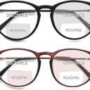 2 Pack Round Bifocal Reading Glasses for Women Men Clear Top Bi-focal Readers Far/Near Dual-use Computer Eyeglasses