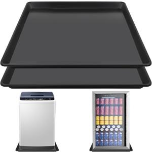 2 Pack Mini Fridge Tray with Raised Edge, Prevent Water Leakage and Floor Damage from Elecrical Equipmennder for Washing Machines, Dryer, Mini Fridge, Wine Cabinet， Easy to Clean(22“ Black)…