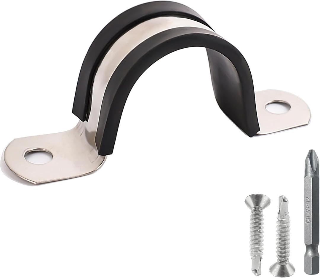 Pipe Clamps,304 Stainless & Rubber Cushioned Heavy Duty Conduit clips (SCH 3/4 in ( 27 MM) - 10 Pack)