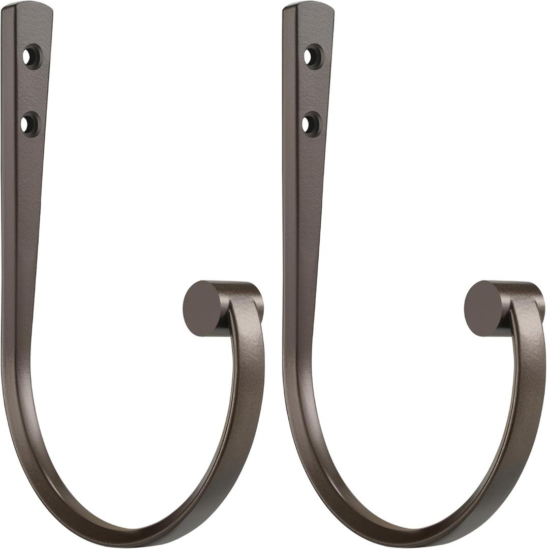 Curtain Holdbacks 2Pcs,Dark Bronze Barrel Zinc Alloy Curtain Tiebacks,Wall Mounted Curtain Holders for Drapes.