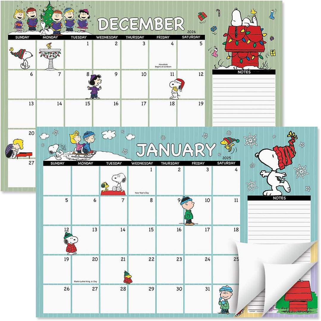 2025-2026 PEANUTS Desk Calendar Pad, 11-Inch x 16-1/4-Inch Size, Large 24-Month Bookstore-Quality Calendars for Kitchen & Office, by Current