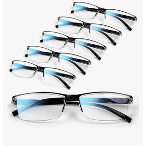 6 pack Executive Style Reading Glasses Men - Durable Readers with 99% Blue Light Blocking - Comfortable Fit with TR90 Frames 1.5