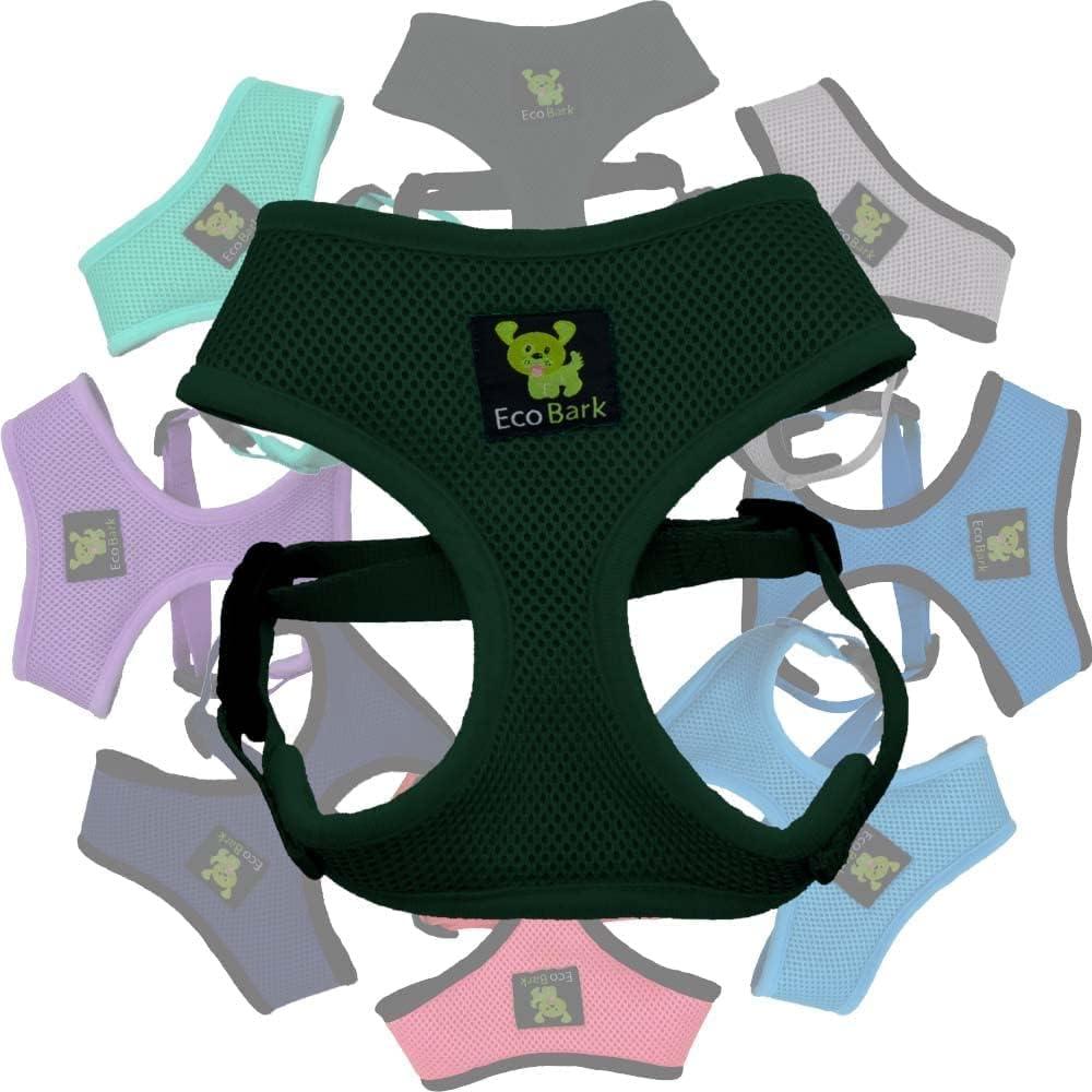EcoBark Dog Harness - Luxurious Soft Mesh - Eco-Friendly Over The Head Vest Harness - No Pull & No Choke Design - Padded Breathable Body Halter - Medium Puppies & Small Breeds (Forest Green, XL)