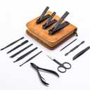 FAMILIFE Manicure Set, Professional Manicure Kit Nail Clipper Set Stainless Steel Pedicure Tools Kit with Leather Travel Case for Women Girl Men (Brown)