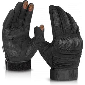 KUMGIM Motorcycle Gloves for Men and Women, Tactical Gloves Black Touchscreen with Hard Shell for Airsoft, Paintball, Motocross, Hunting, Shooting, Camping, ATV Riding, Outdoor Sports, Work L