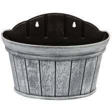 Quarut Large Wall Planter ,12 inchs Wall Hanging Planter Distressed Oak,Thickened Plastic Water Storage Flower Pots for Plants Flower Indoor Outdoor Railing Fence Decor(Grey)