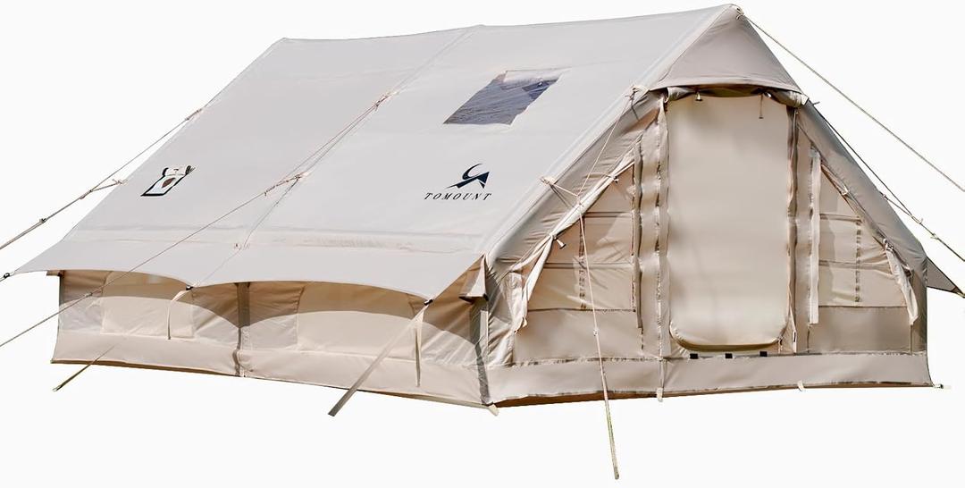 TOMOUNT Inflatable Camping Tents Air Glamping Tents 4 Season Waterproof Easy Set up Cabin House Tent Blow up Tent for Family Camping, 13*9.8*6.5ft