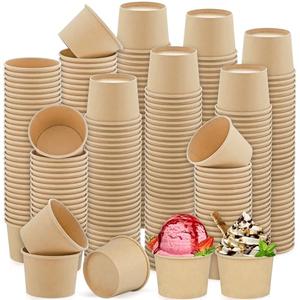 Ruisita 300 Packs Paper Ice Cream Cups 5 Ounce Disposable Soup Bowls Brown Dessert Bowls for Hot or Cold Food Party Supplies Treat Dessert Cups for Sundae Frozen Yogurt