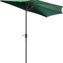 Patio Umbrella - 9FT Half Umbrella Outdoor Patio Canopy with Easy Hand Crank - Condo, Townhouse, or Balcony Furniture (Forest Green)