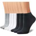 CHARMKING 6 Pairs Ankle Novelty Socks for Women Non Slip Cotton Socks No Show Socks Classic Low Cut Casual Socks (Black+White+Grey)