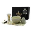 7 Pcs Matcha Whisk Set – Matcha Kit - Ceramic Bowl, Bamboo Whisk & Holder, Scoop, Sifter, Scoop Rest & Tea Towel – Elegant Matcha Kit for Tea Lovers, Home Decor & Zen Spaces (Green)