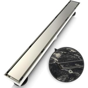 WEBANG 24 Inch Linear Shower Drain Rectangular Floor Drain with Accessories Reversible 2-in-1 Cover Tile Insert Grate Removable SUS304 Stainless Steel CUPC Certified Brushed Nickel