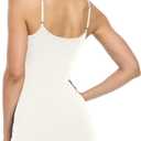 Qaffier Full Slips Dress for Women Adjustable Spaghetti Strap V Neck Under Dress Camisole Mini Slip Dress (White, M)