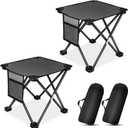 KABOER 2 Pack Folding Camping Stool Portable Outdoor Camping Chair for Fishing BBQ Hiking Gardening and Beach,Travel with Carry Bag(Grey)