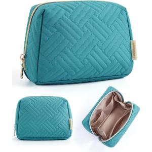 BAGSMART Small Makeup Bag, Travel Cosmetic Bag Make Up Pouch Small Travel Zipper Pouch,Water-resistant Toiletry Bag,Makeup Organizer Bag for Women, Blue (01-Teal Blue)